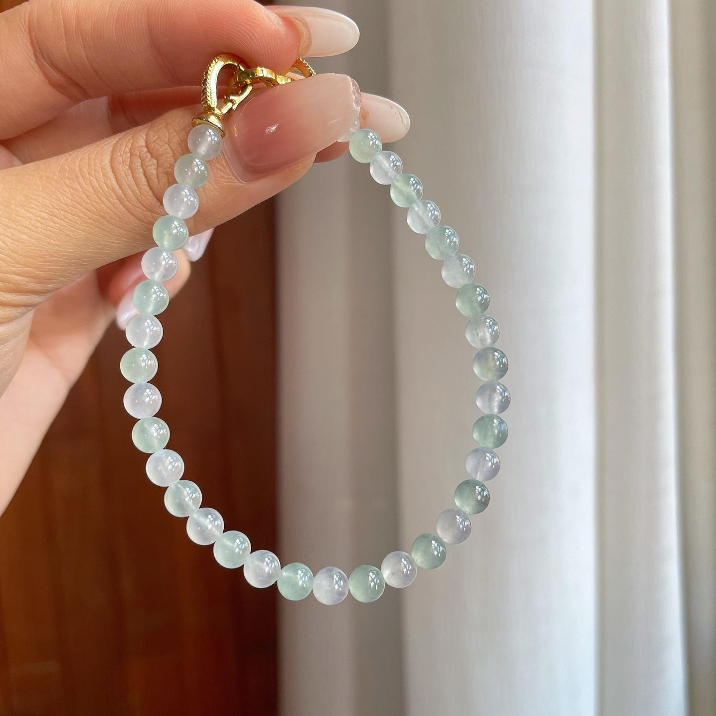 冰种双色翡翠珠串手串（yc267479）