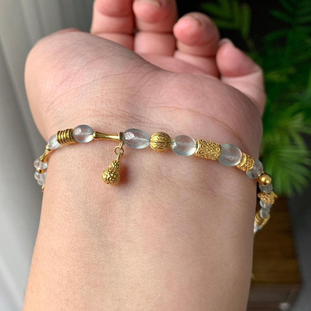 18K金钻镶冰种无色随型珠子手链（yc225055）