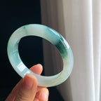 冰种飘花翡翠平安镯（56mm)（yc349376）