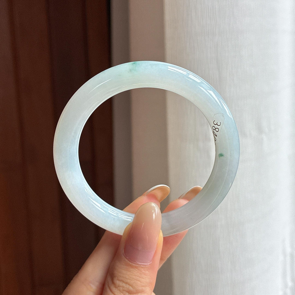 糯冰飘花翡翠圆条手镯（51mm)（yc417237）