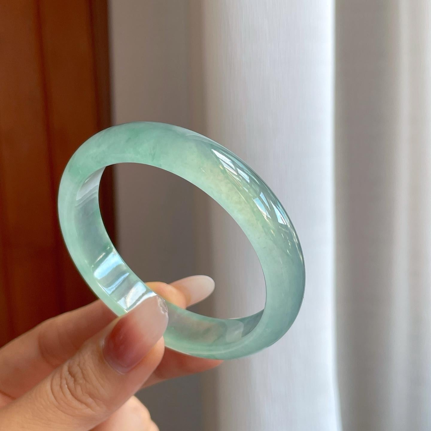 冰种飘花翡翠平安镯（53.5mm）（yc268119）