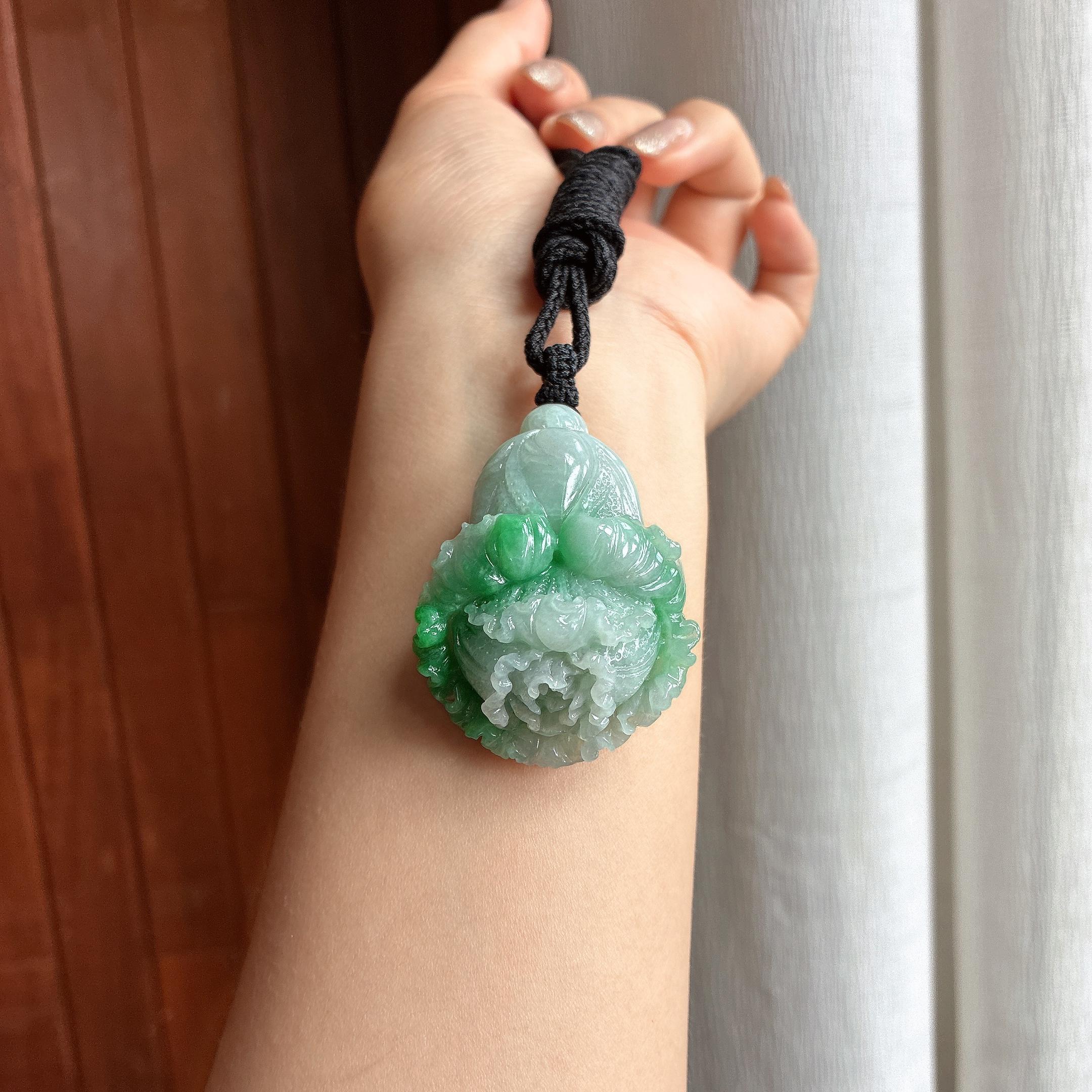 糯种带色白菜 百财 天然缅甸A货翡翠（yc457807）