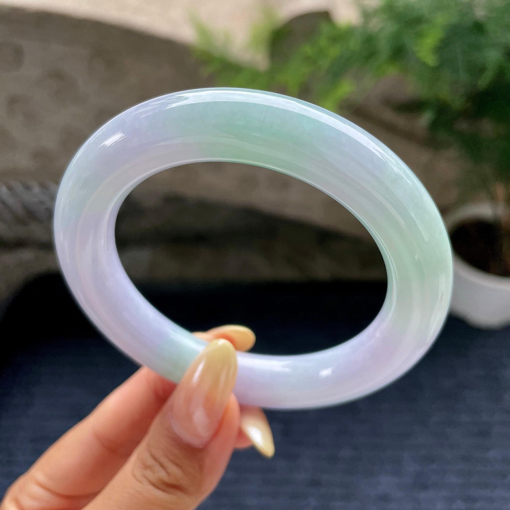 细糯种春彩圆条手镯57.3圈 天然缅甸A货翡翠（yc489142）
