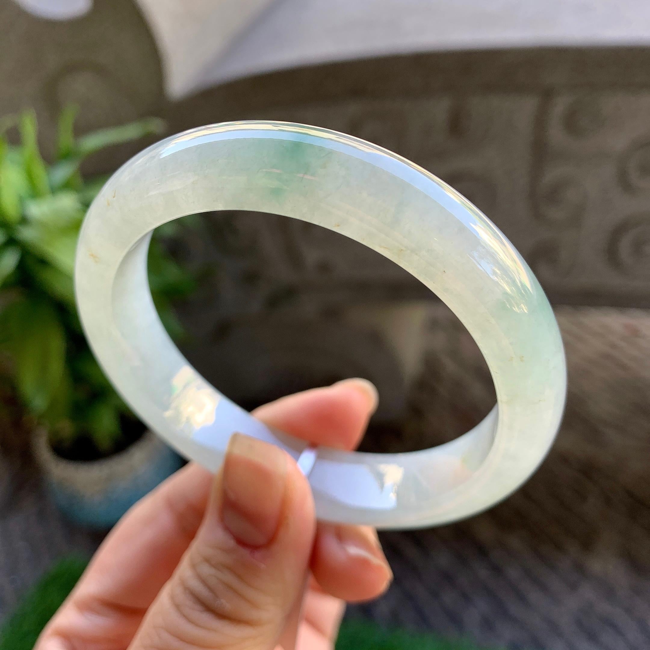 糯冰种飘花平安镯（56.8mm）（yc307325）