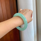 糯冰晴底翡翠圆条手镯（61mm）（yc267503）