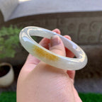 细糯种黄翡圆条手镯（53.6mm）（yc246657）