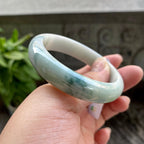 细糯种飘兰花正圈平安镯53.7圈口 天然缅甸A货翡翠（yc313324）