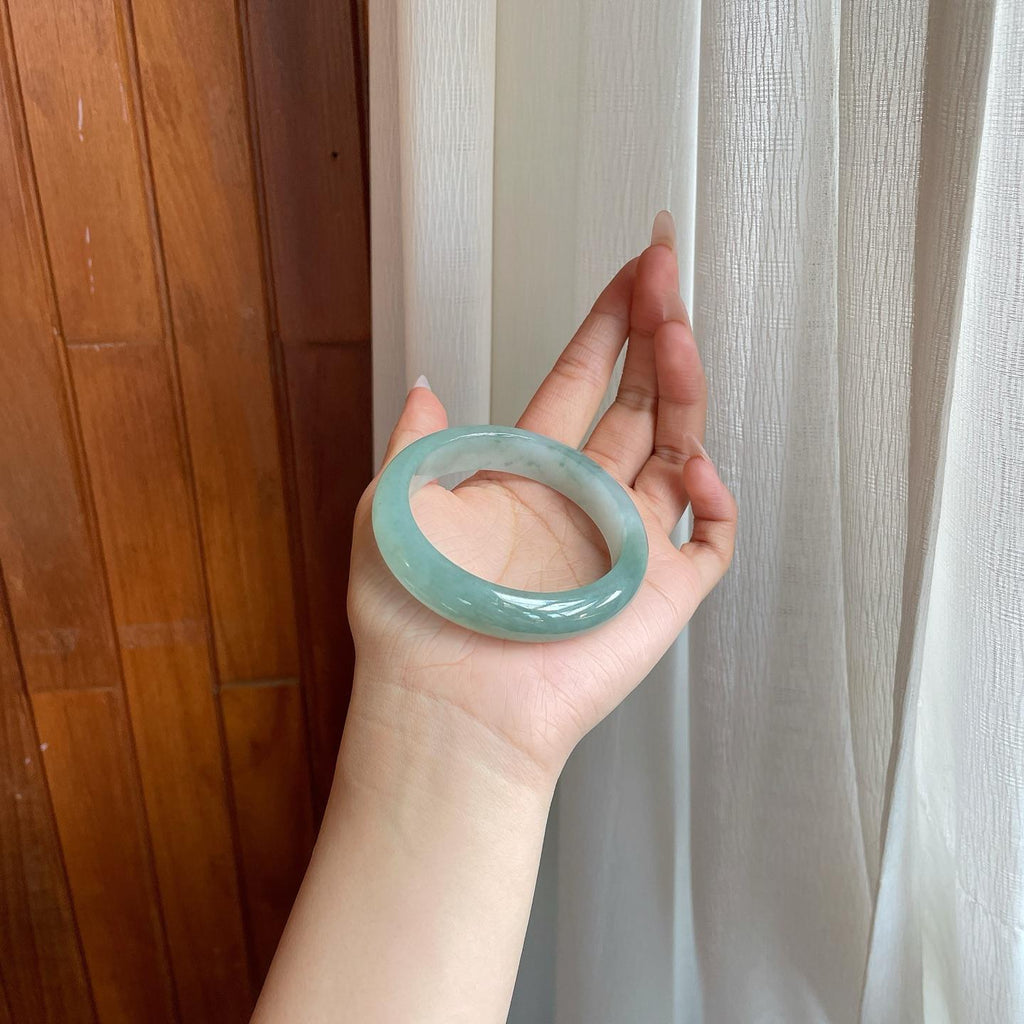 糯冰蓝底翡翠平安镯（56.3mm)（yc282498）