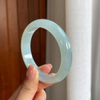 糯冰蓝晴翡翠平安镯（56.7mm)（yc418349）