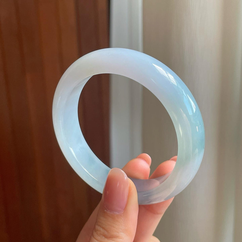冰种飘花翡翠平安镯（53.2mm)（yc329483）