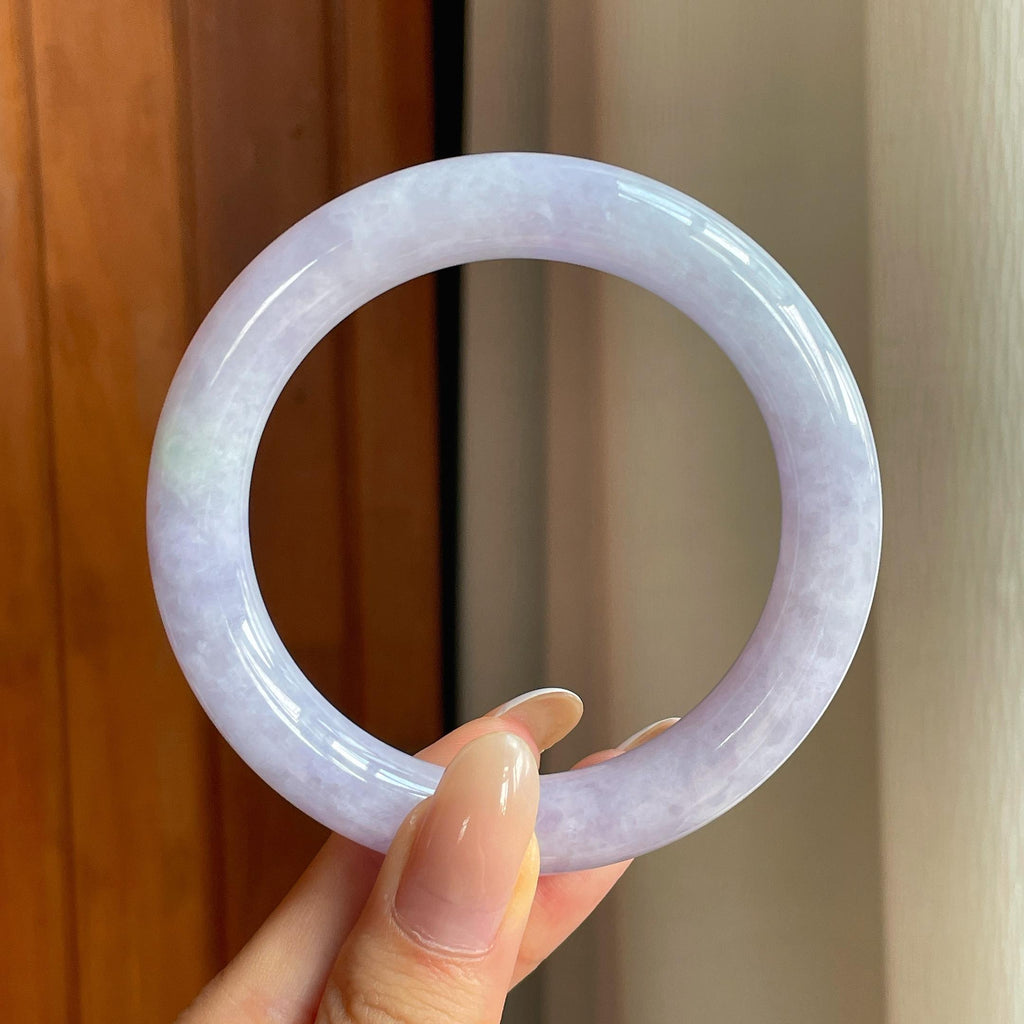 糯冰紫罗兰翡翠圆条手镯（57mm)（yc419676）