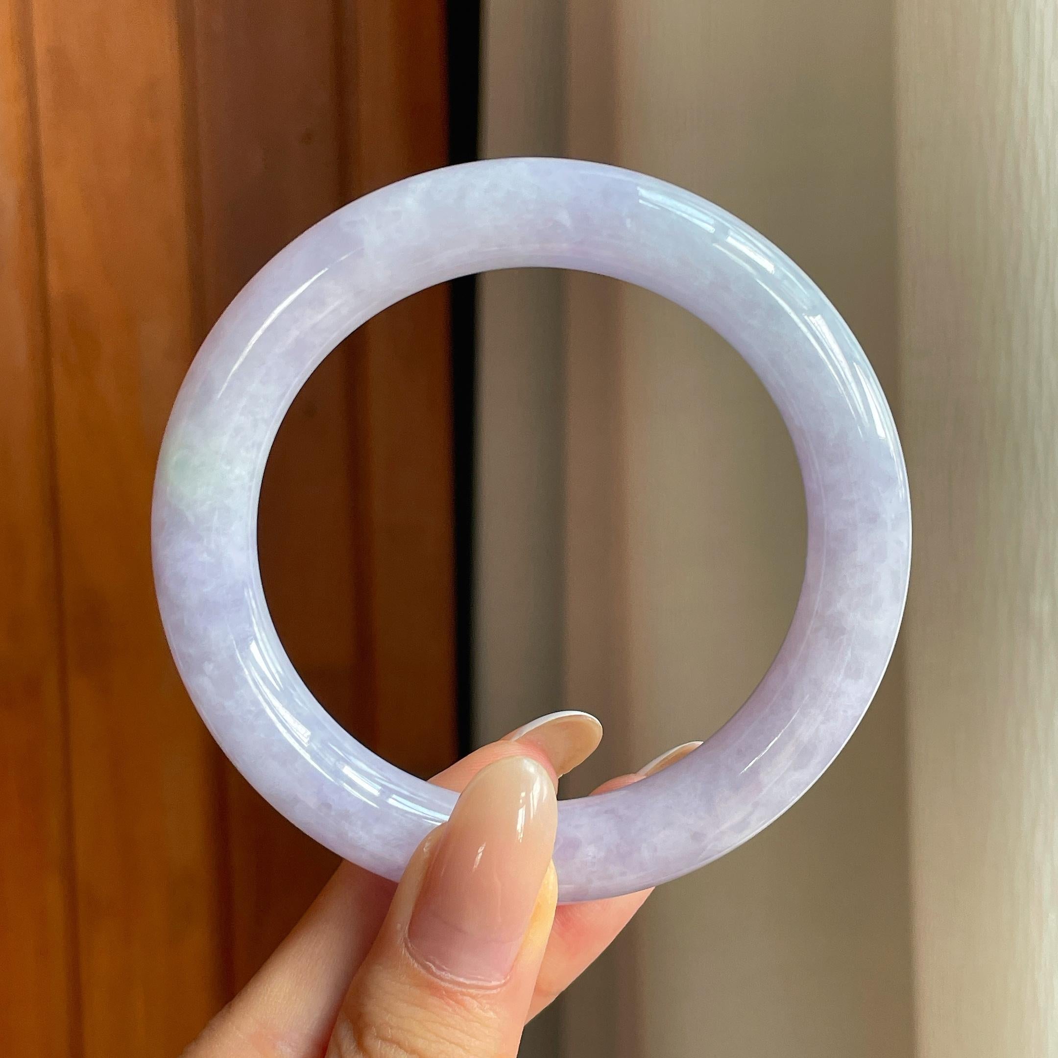 糯冰紫罗兰翡翠圆条手镯（57mm)（yc419676）