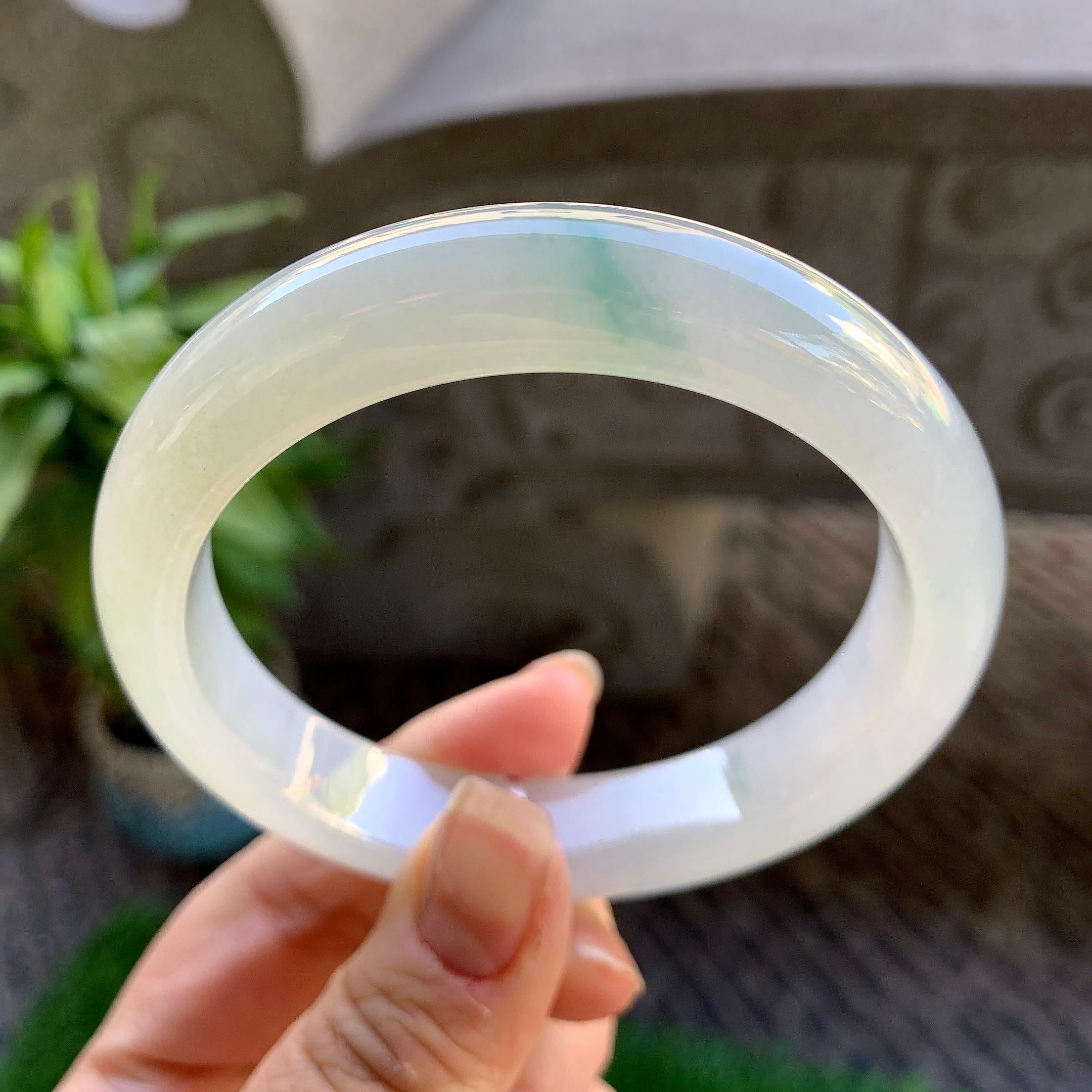 糯冰种飘花平安镯（59.8mm）（yc307332）