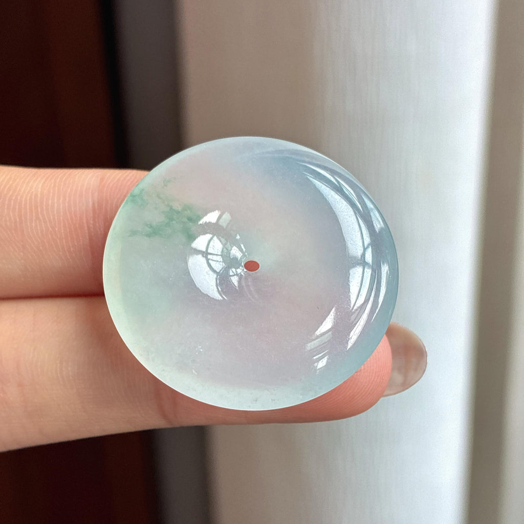 冰种飘花翡翠平安扣（yc434108）