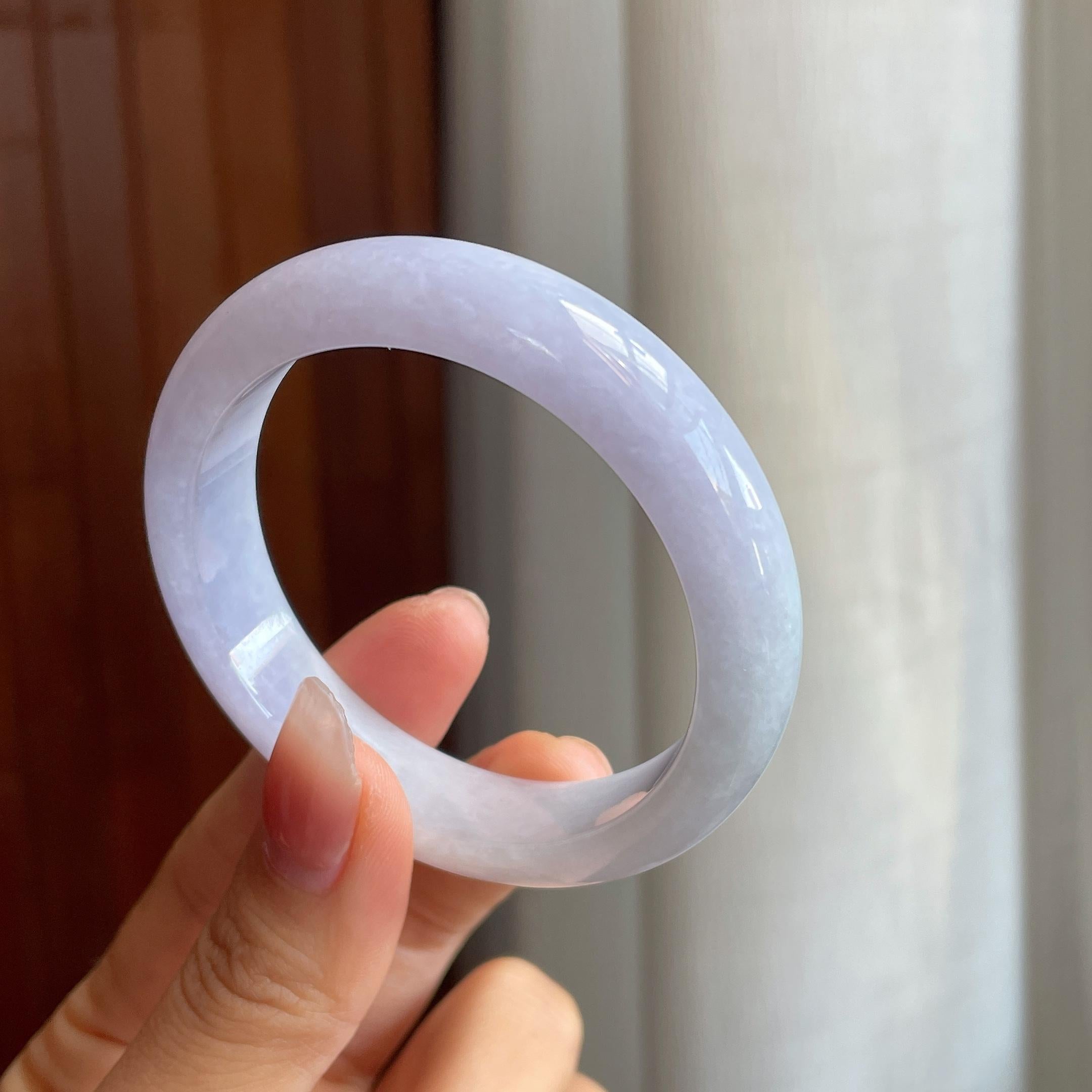 糯冰淡紫罗兰翡翠平安镯（53mm)（yc316578）