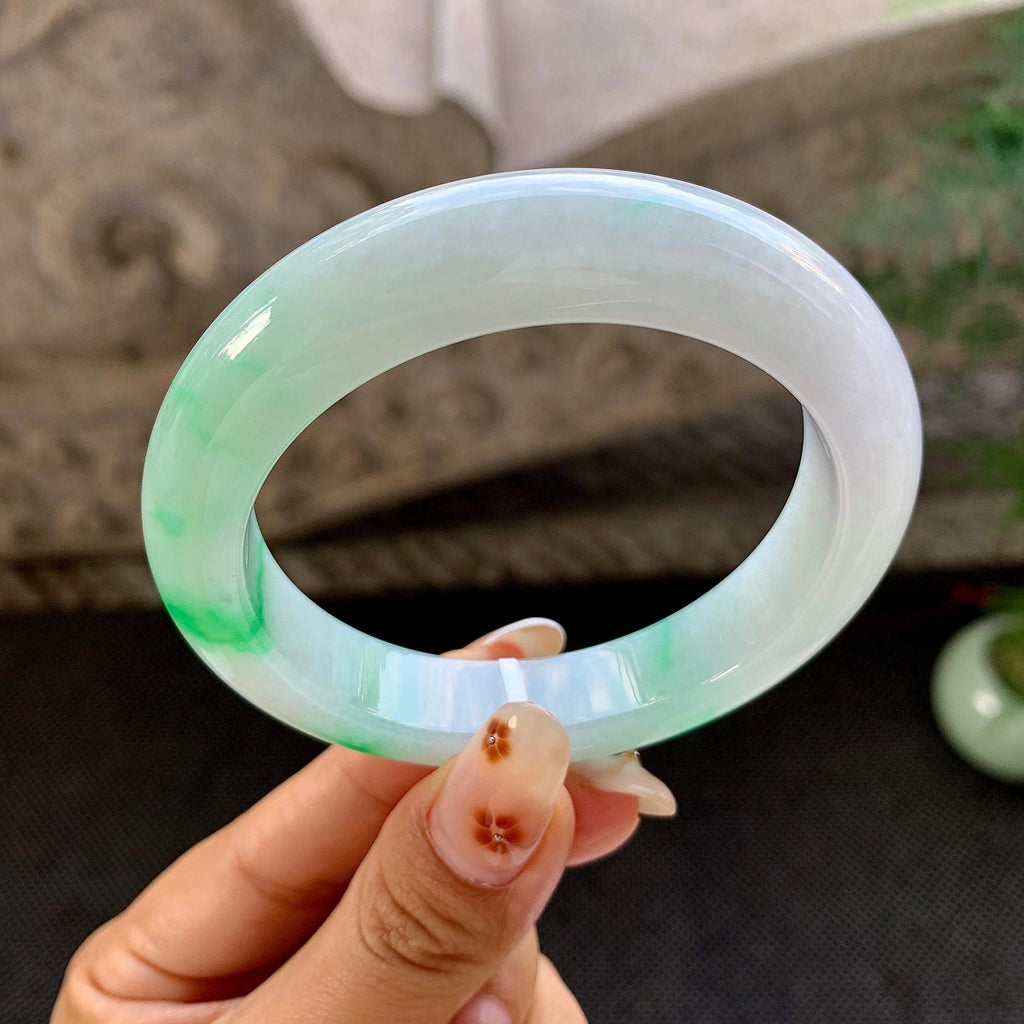 细糯种飘绿平安镯（56mm）（yc264525）