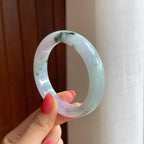 糯冰春带彩特色翡翠平安镯（56mm)（yc417332）