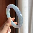 细糯种春带彩圆条手镯 56圈 天然缅甸A货翡翠（yc457905）