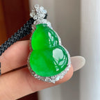 18k金钻镶冰种满绿翡翠葫芦（yc258423）