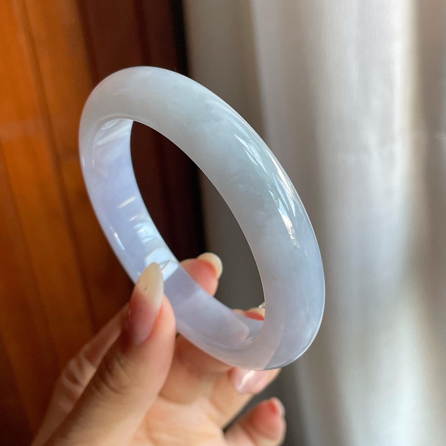糯冰种紫罗兰翡翠平安镯（56mm）（yc220798）