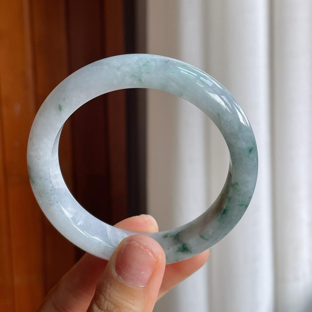 糯种飘花翡翠平安镯（56mm）（yc221949）