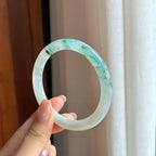 糯冰飘花翡翠圆条手镯 55圈（yc436737）