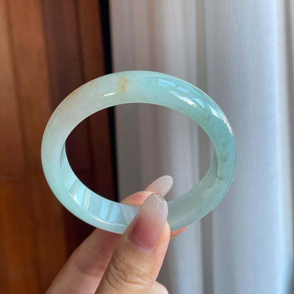 糯冰晴底飘黄翡翡翠平安镯（58mm）（yc266502）