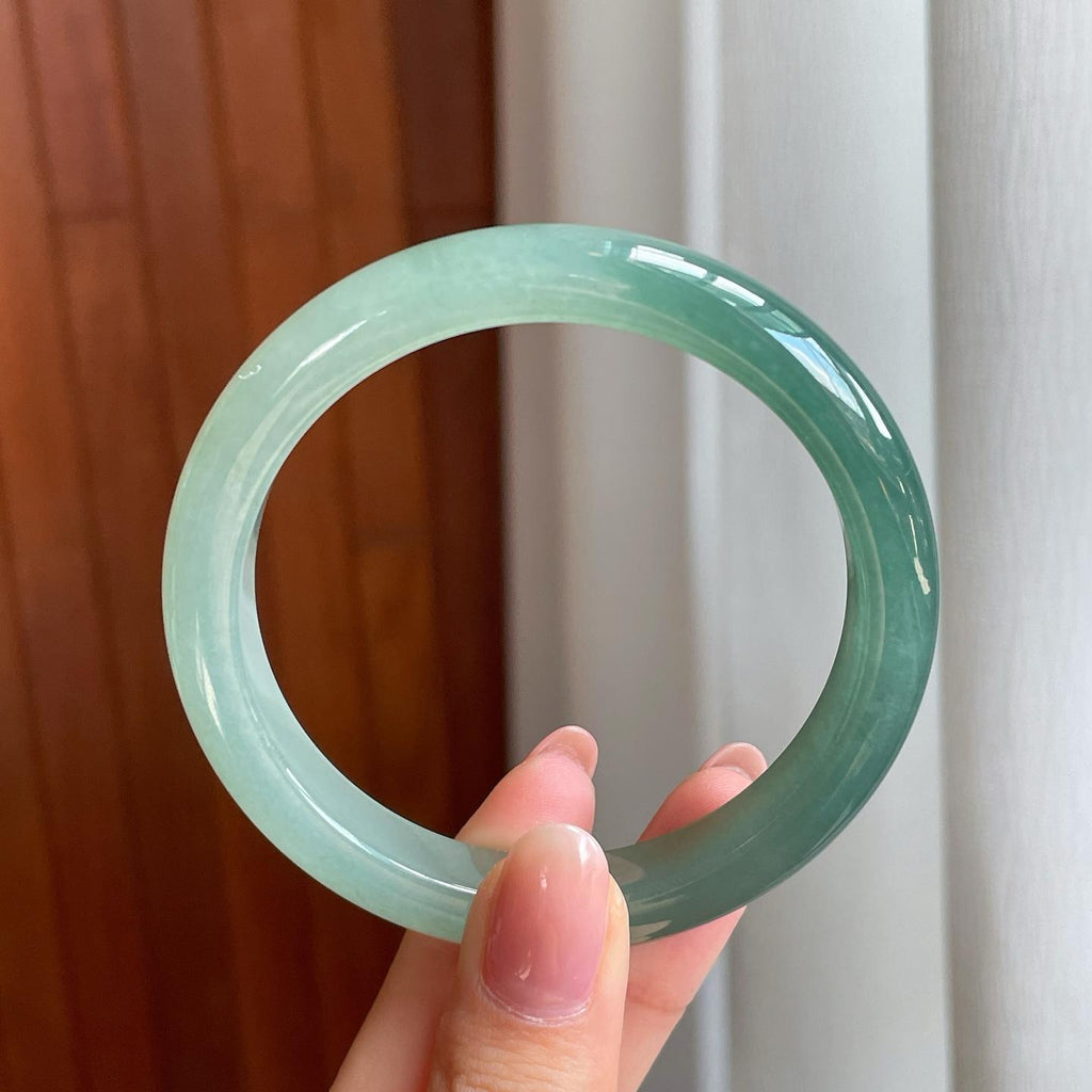 冰种湖水绿翡翠平安镯（58.3mm）（yc333817）