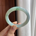 糯冰飘花正圈平安镯 53圈 天然缅甸A货翡翠（yc483601）