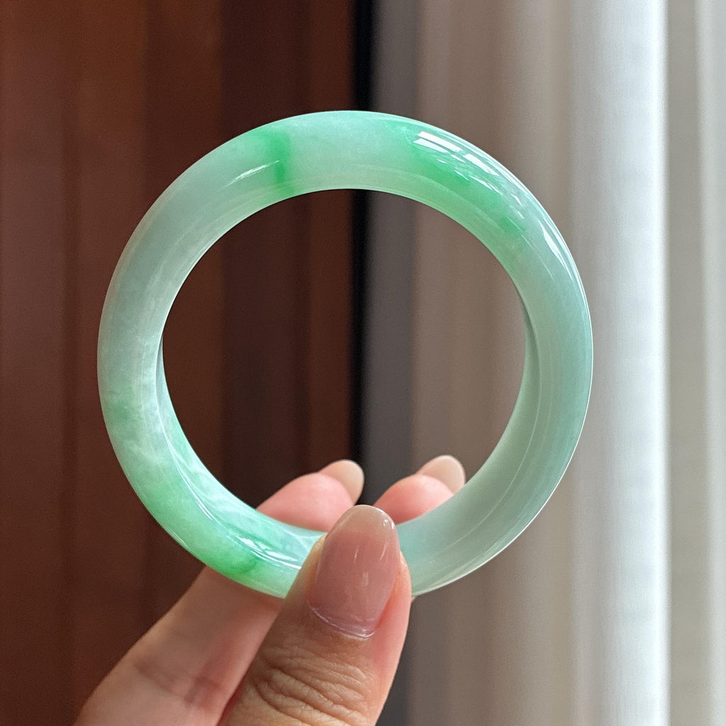 细糯带色贵妃镯 54圈 天然缅甸Ａ货翡翠（yc502533）
