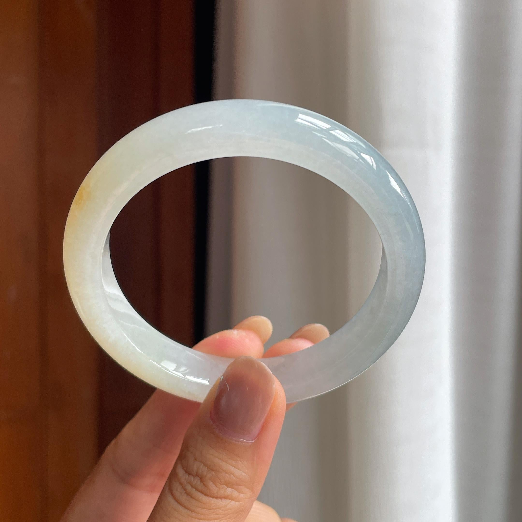 糯冰黄翡翡翠平安镯（56.5mm）（yc411293）