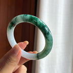 糯冰飘花圆条翡翠手镯 56圈（yc424219）