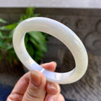 细糯种飘绿花正圈平安镯55.2圈口 天然缅甸A货翡翠（yc330326）