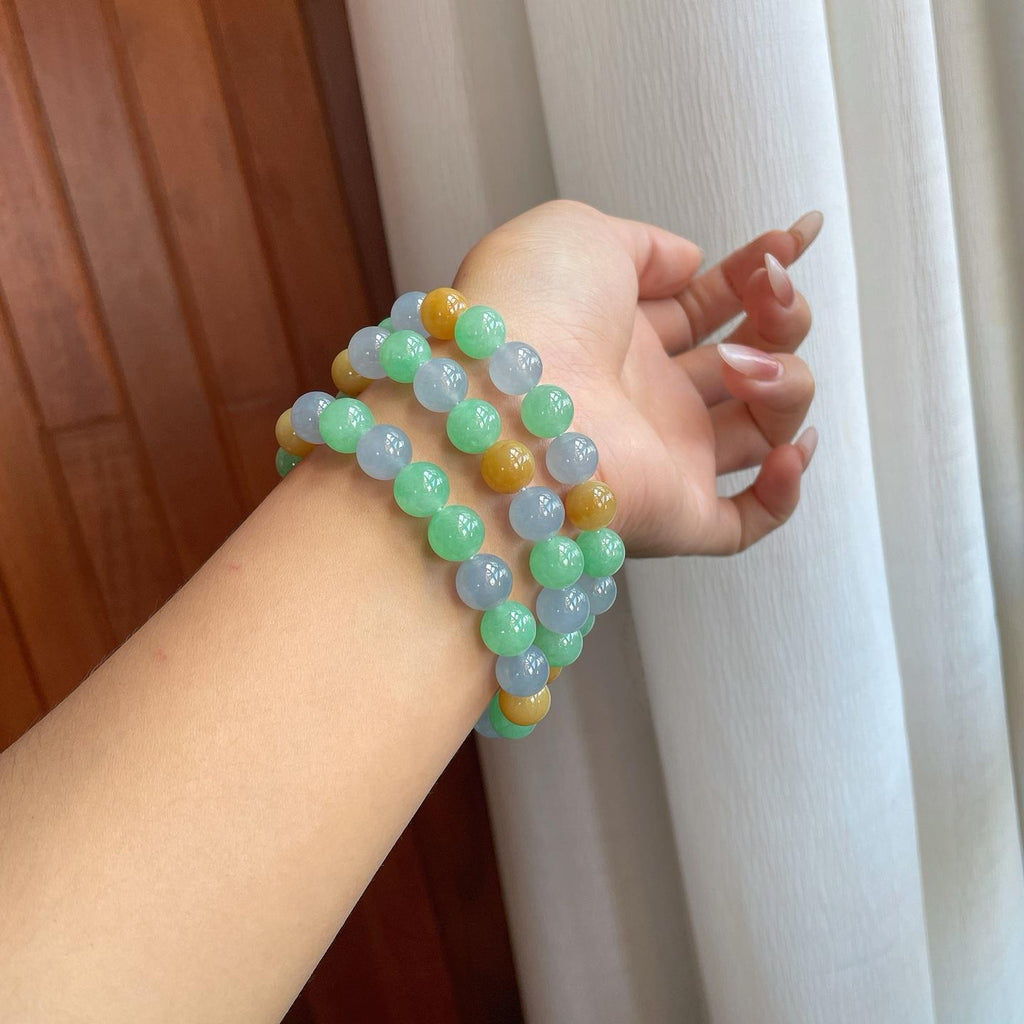 糯冰种多宝翡翠珠串手串（yc267474）