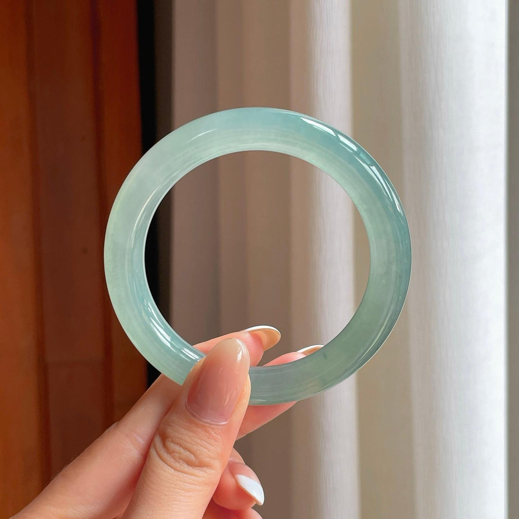 冰种晴底翡翠圆条手镯（54.4mm)（yc388735）
