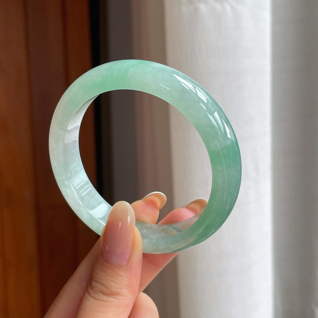 糯冰带色翡翠平安镯（54.6mm)（yc407464）