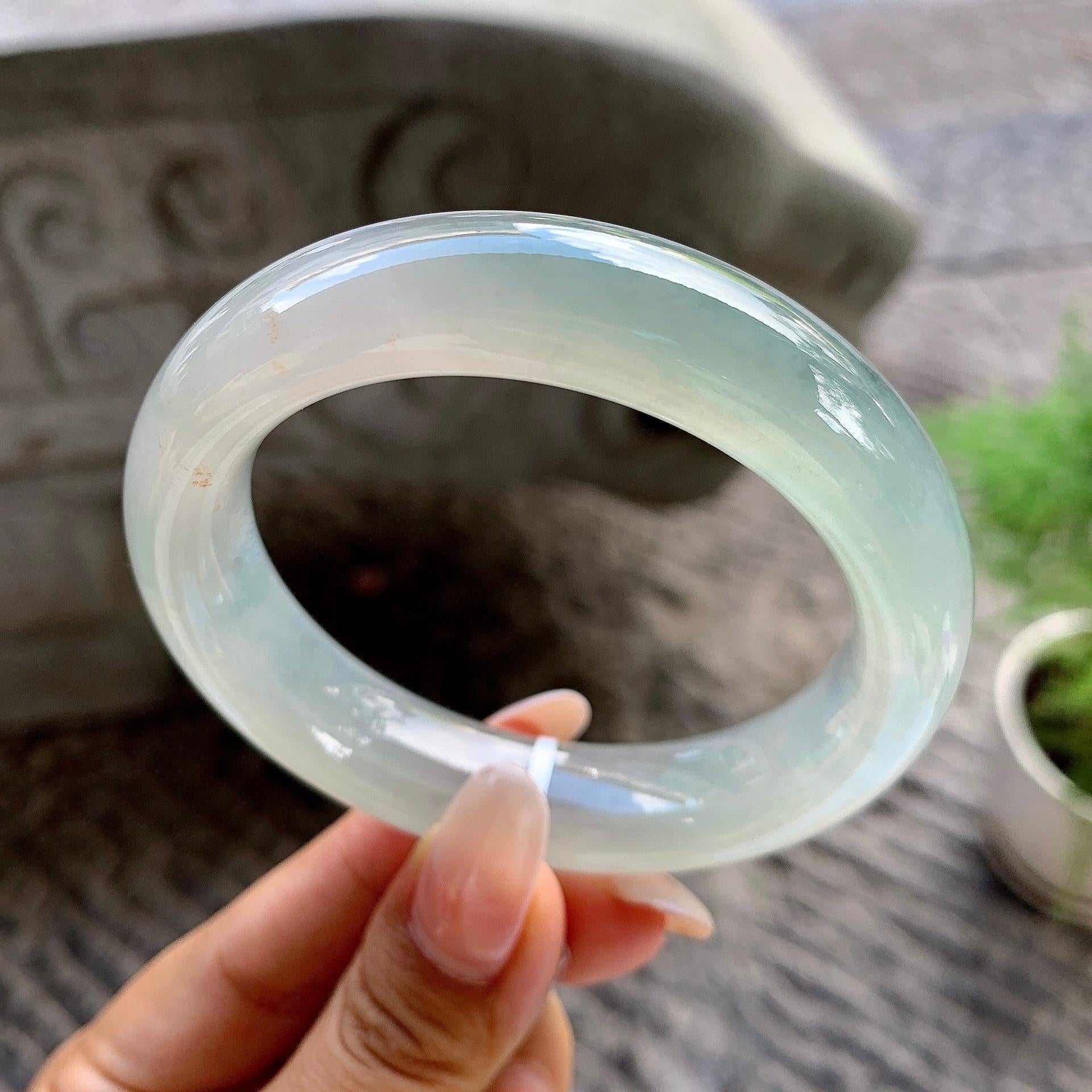 细糯种晴底洒金宽版轮胎手镯（56.3mm）（yc202337）