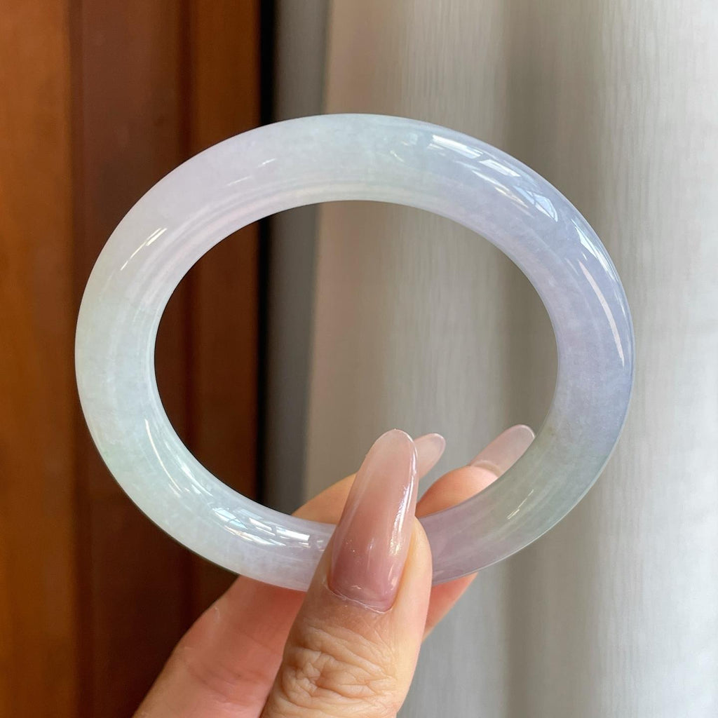 冰种椿彩翡翠圆条手镯（55.7mm）（yc278187）