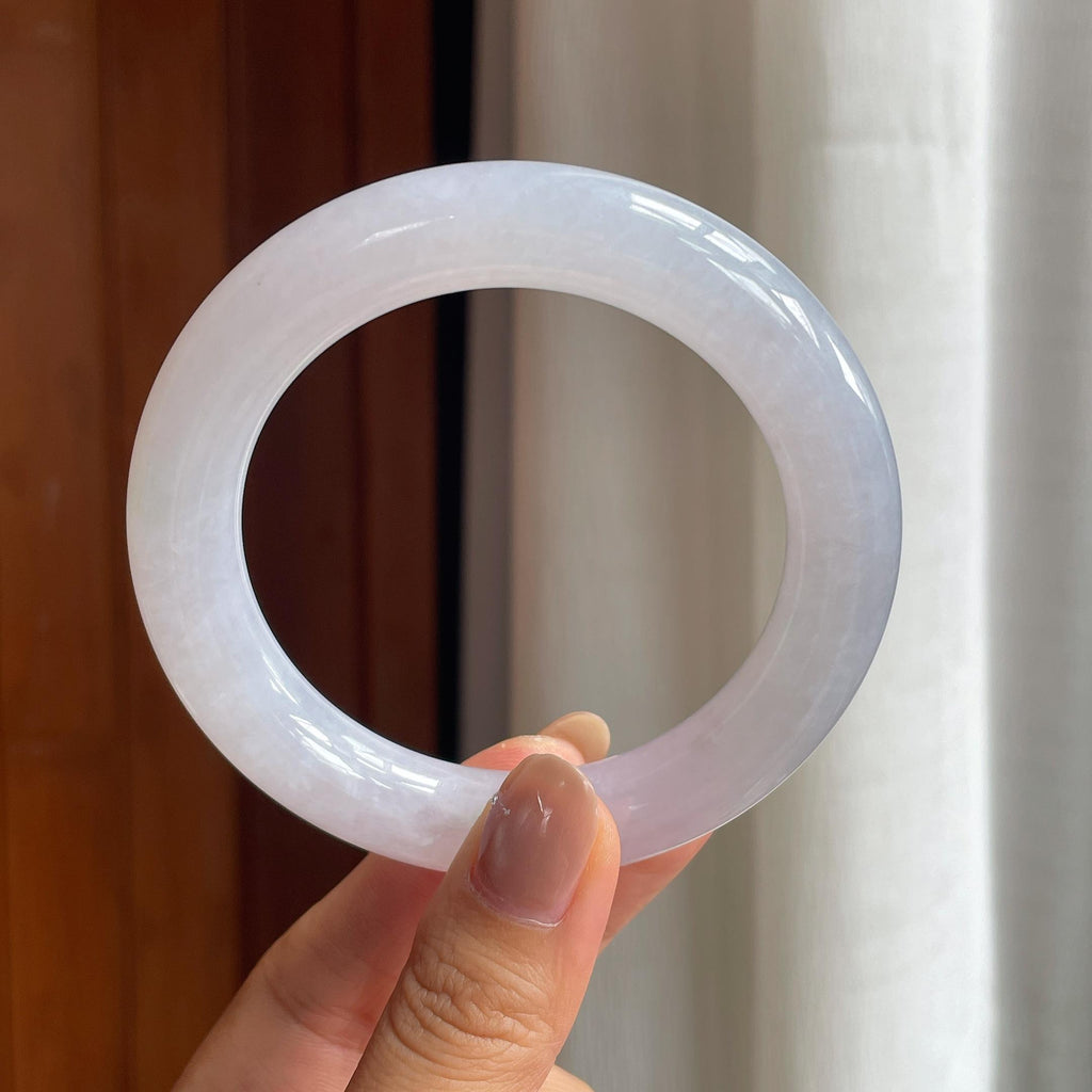 冰种淡春底翡翠圆条手镯（58.5mm）（yc419566）