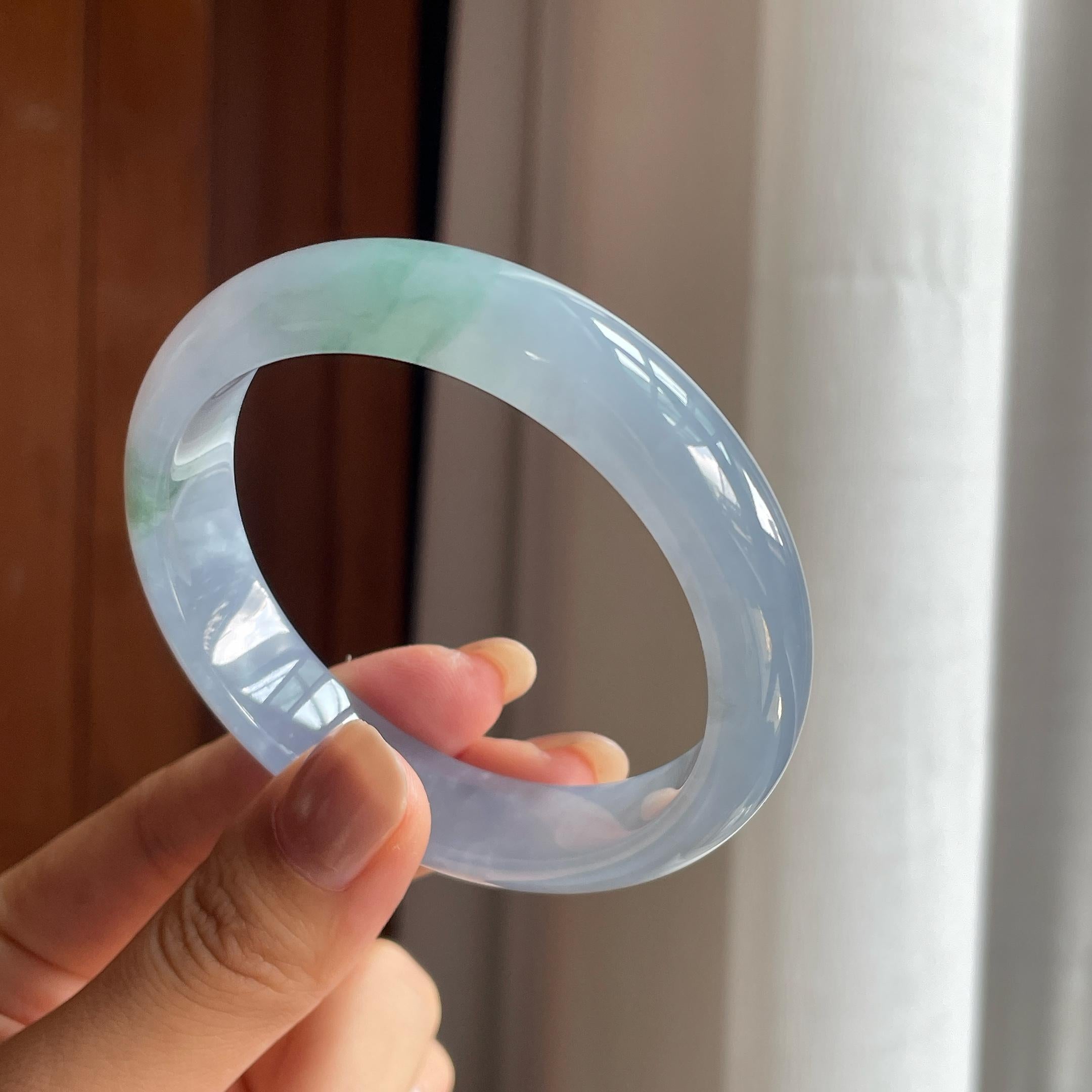 冰种紫罗兰翡翠平安镯(57.8mm)（yc422940）