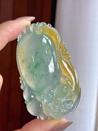 冰种飘花带黄翡福寿桃（yc439638）