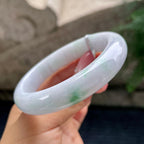 细糯种飘绿花正圈平安镯57.8圈   天然缅甸A货翡翠（yc441128）