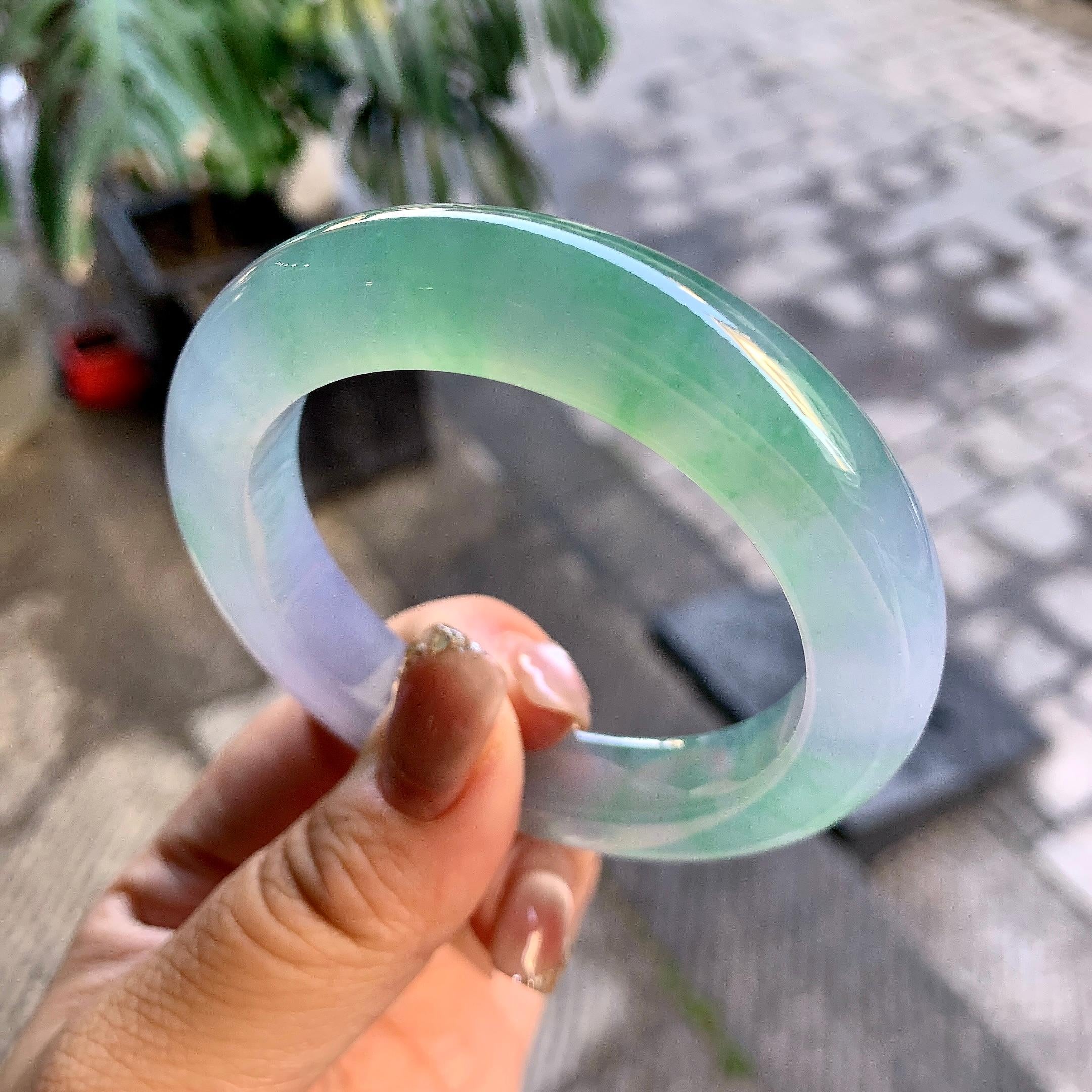 冰种春彩平安镯（53.6mm）（yc292636）