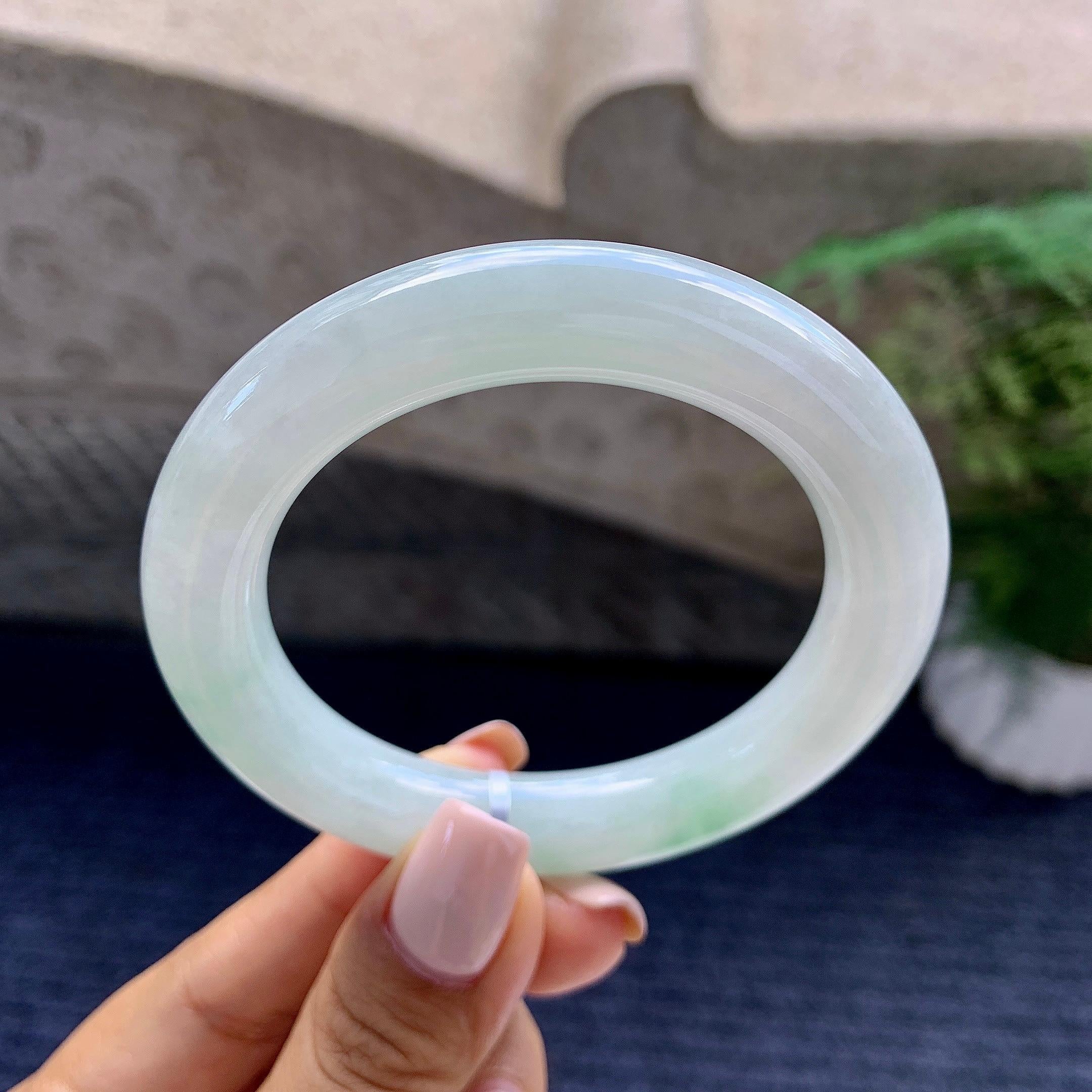 细糯种飘花圆条手镯（53.7mm）（yc223961）