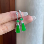 18k金钻镶糯冰满绿翡翠耳饰（yc257818）