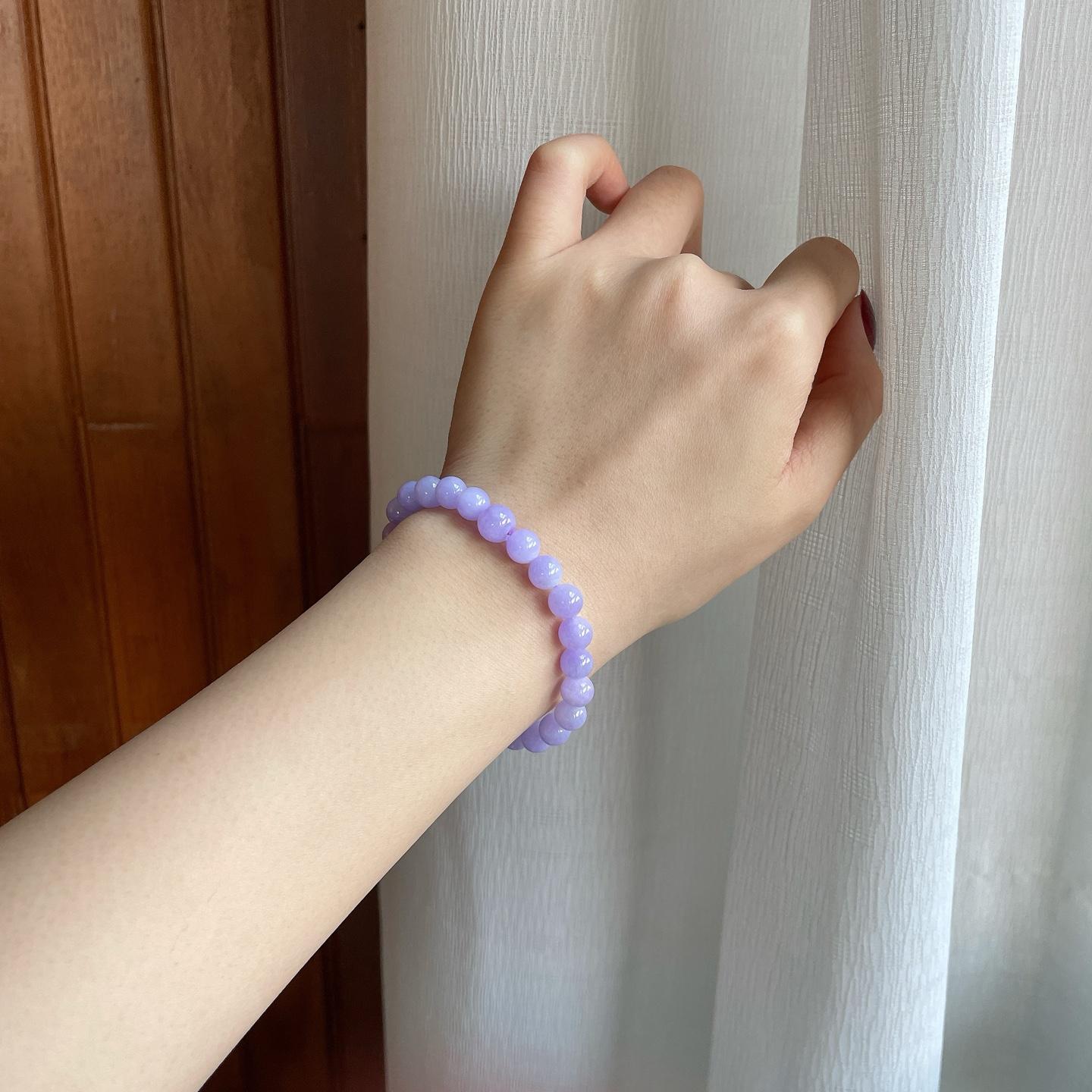 糯冰紫罗兰翡翠手串珠串（yc295059）