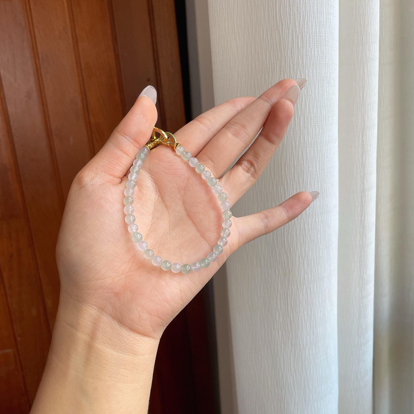 冰种双色翡翠珠串手串（yc267479）