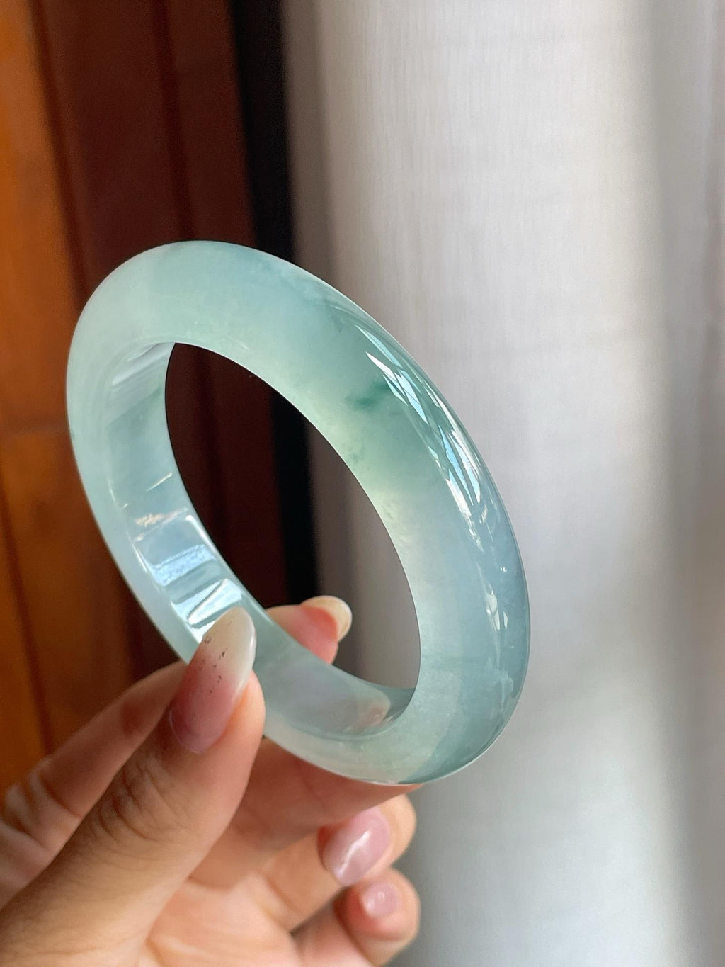 冰玻种飘花翡翠平安镯（56.2mm）（yc220801）