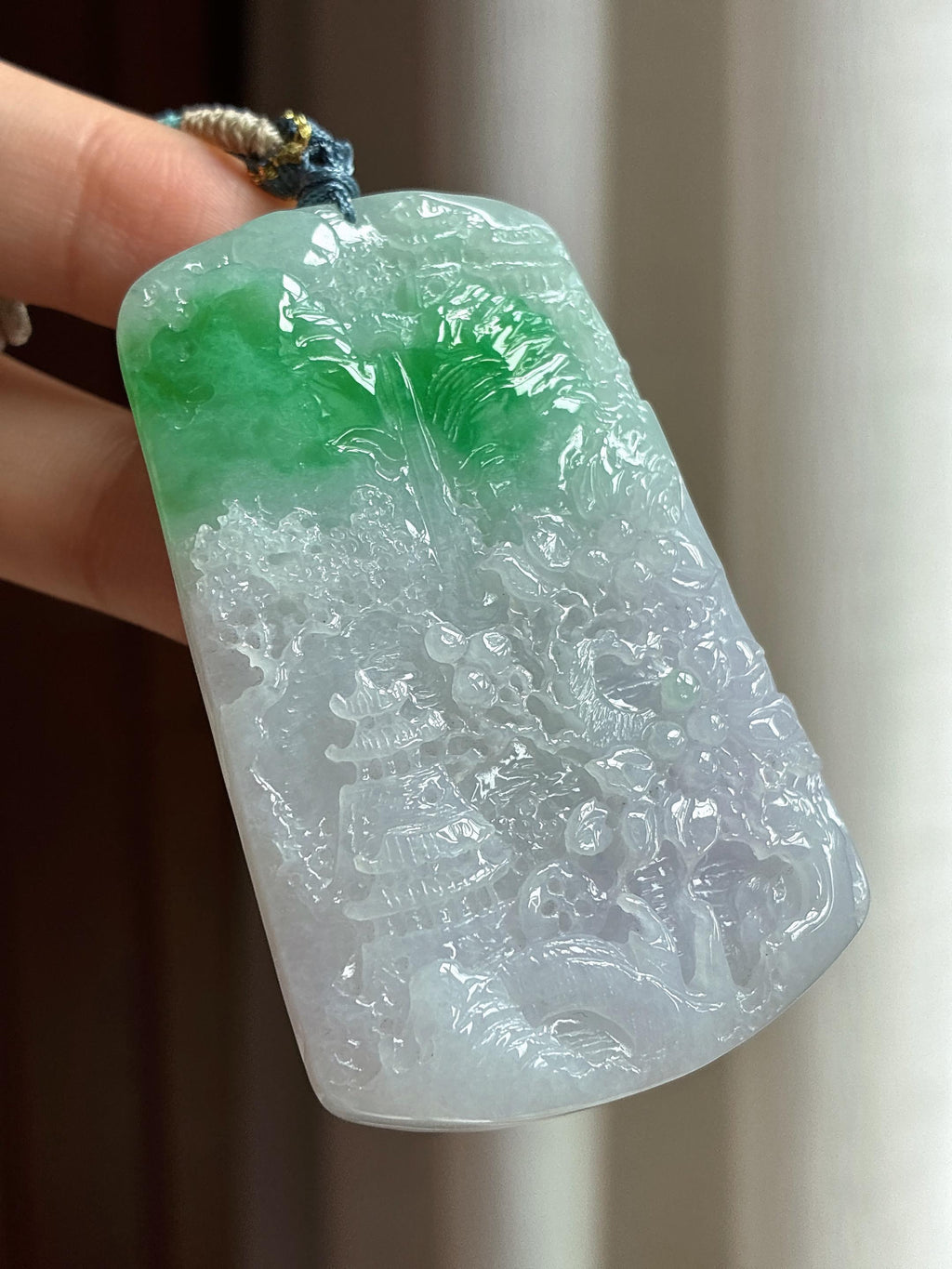细糯种带色山水牌 天然缅甸A货翡翠（yc461577）