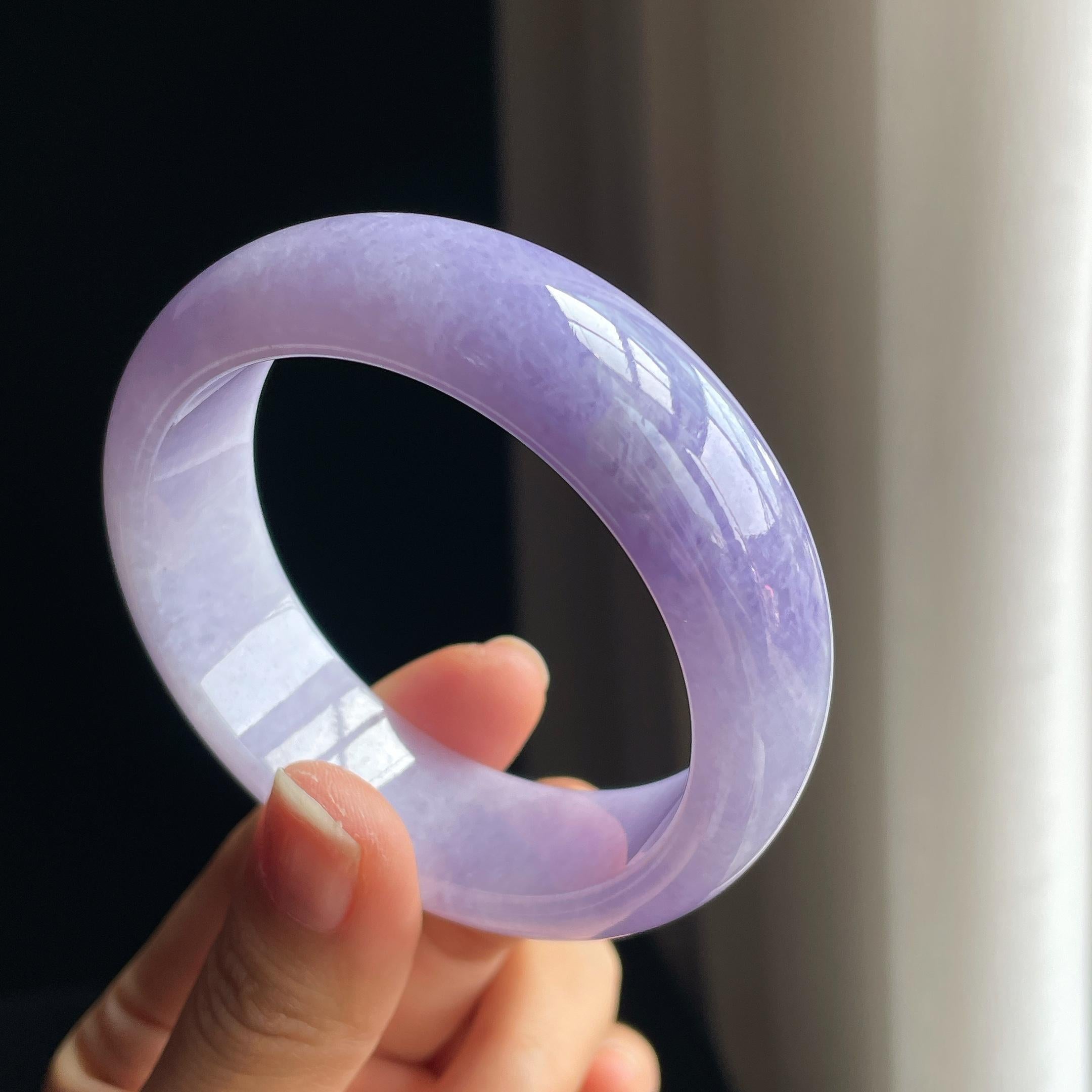 糯冰宽版紫罗兰翡翠平安镯（56.2mm)（yc374805）